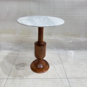 Wooden Side Table With Marble Top