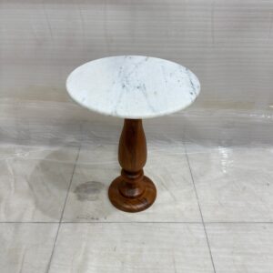 Wooden Side Table With Marble Top