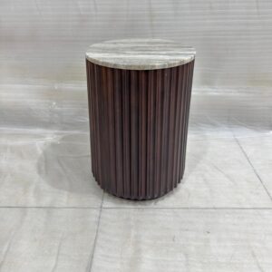 Wooden Side Table With Marble Top