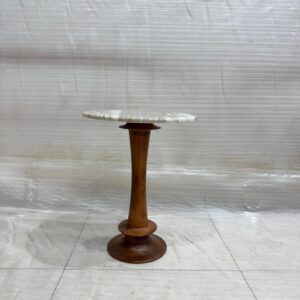 Wooden Side Table With Marble Top
