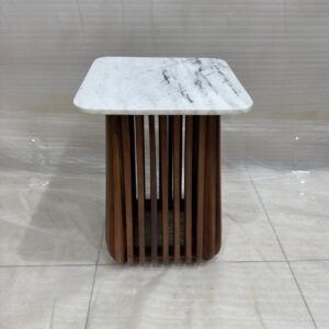 Wooden Side Table With Marble Top