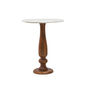 Wooden Side Table With Marble Top